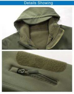 waterproof-softshell hood and arm details