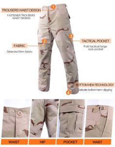 military camouflage uniform bdu pants details 