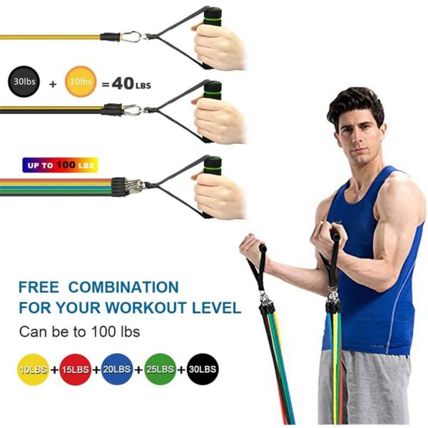 17pcs Resistance Bands Set Expander Exercise Fitness Rubber Band Stretch Training Home Gyms Workout 2