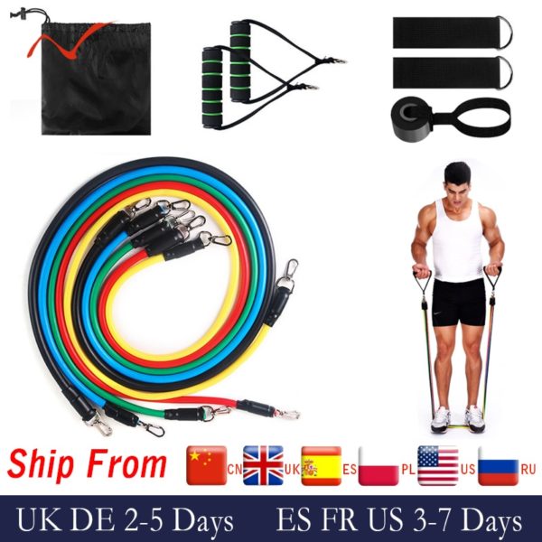 17pcs Resistance Bands Set Expander Exercise Fitness Rubber Band Stretch Training Home Gyms Workout