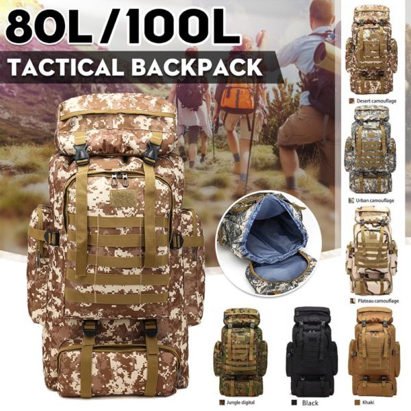 80 100l Outdoor Military Rucksacks Oxford Fabric Waterproof Tactical Backpack Sports Camping Hiking Trekking Fishing Hunting