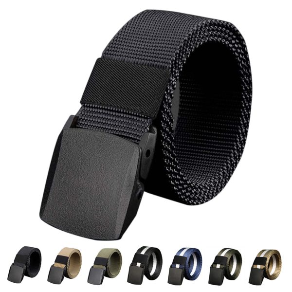 Men S Casual Fashion Tactical Belt Alloy Automatic Buckle Youth Students Belt Outdoor Sports Training