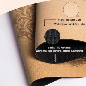 Natural Cork TPE Yoga Mat For Fitness Sport Mats Pilates Exercise Non-slip Yoga mat With Position Body Line Training Mat