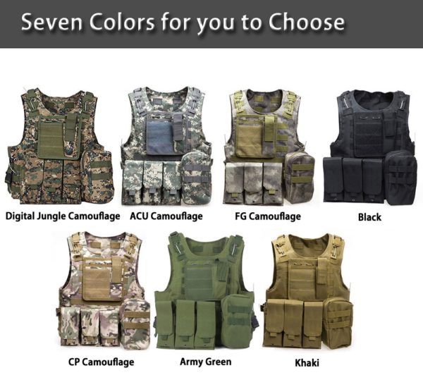 Tactical Vest 7 Colors Mens Military Hunting Vest Field Battle Airsoft Molle Waistcoat Combat Assault Plate 5