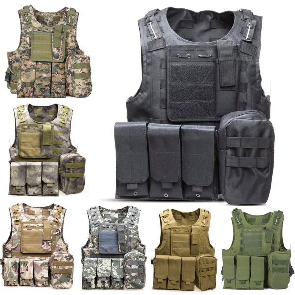Tactical Vest 7 Colors Mens Military Hunting Vest Field Battle Airsoft Molle Waistcoat Combat Assault Plate